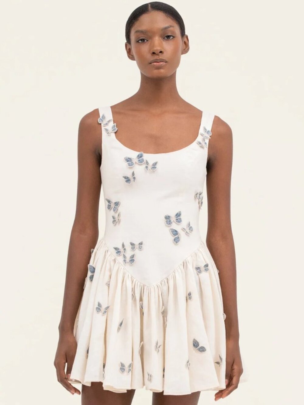 Pramou Leamanopoda Mini White Butterfly Dress
